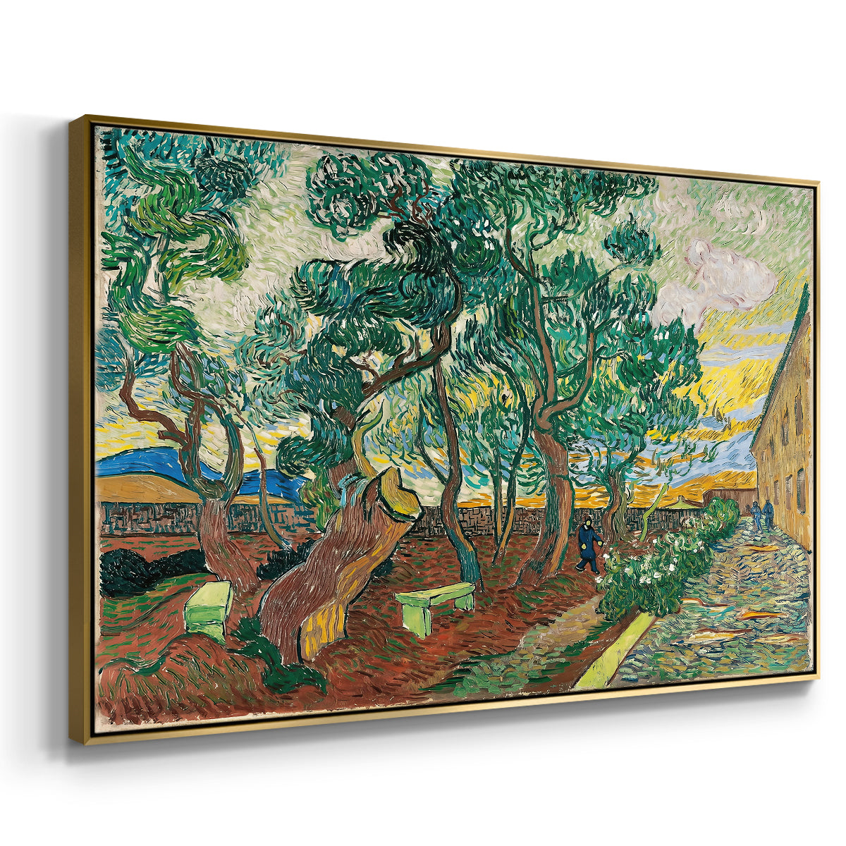 The Garden of Saint-Paul Hospital, 1889 - Floater Framed Canvas Print