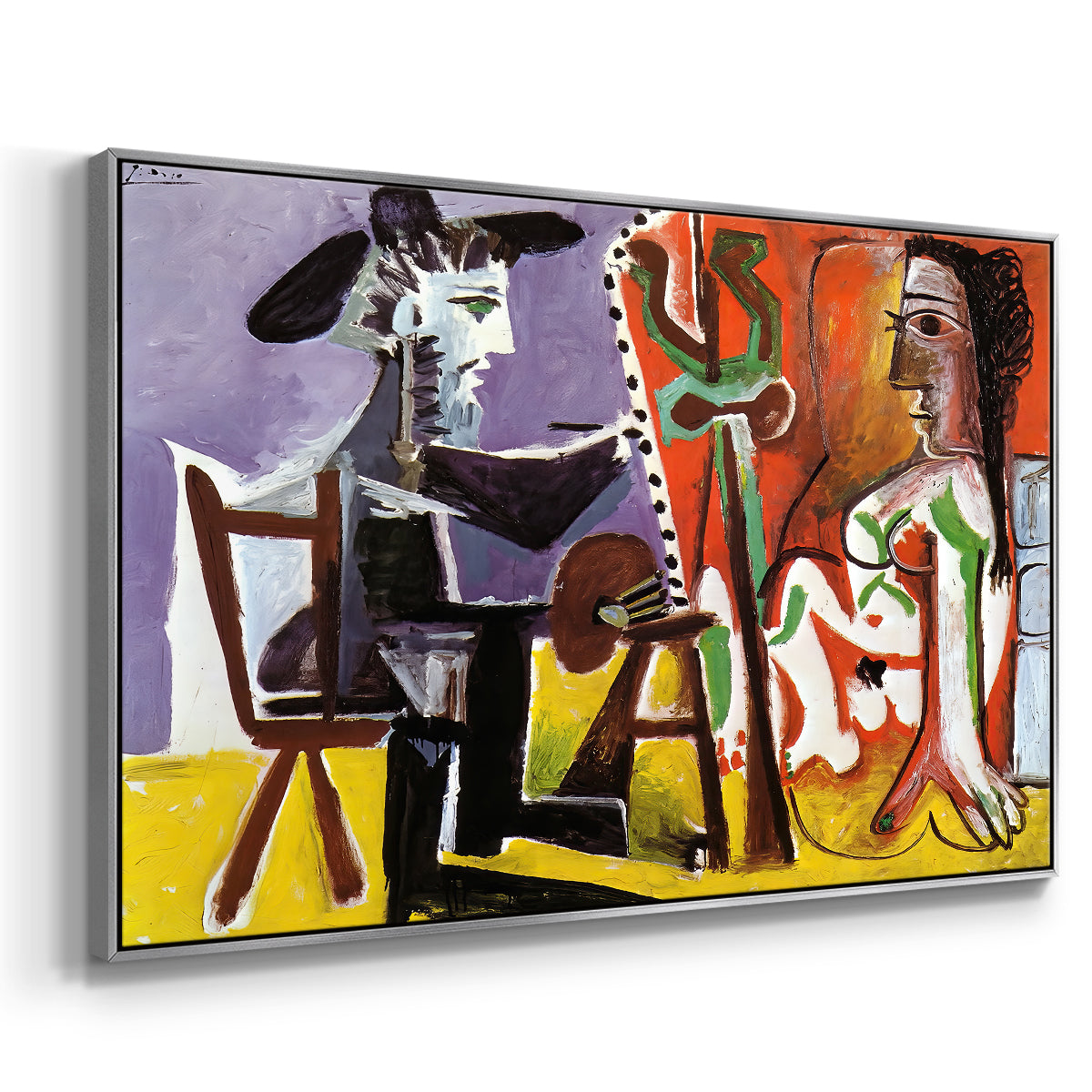 The Painter and His Model, 1963 - Floater Framed Canvas Print