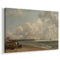 Canvas art print featuring a coastal scene with structure in water, displayed at an angle