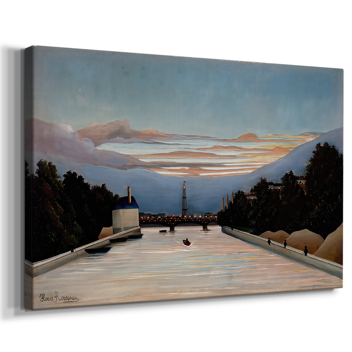 Canvas art print featuring a stylized view of Paris landmark in simplified natural setting, displayed at an angle