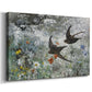 Canvas art print featuring swifts gliding midair with wings spread against soft sky, displayed at an angle