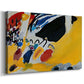 Canvas art print featuring an expressive scene interpreting sound through contrasting color areas, displayed at an angle
