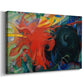 Canvas art print featuring an expressionist painting of opposing forms in motion, displayed at an angle