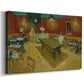 Canvas art print featuring a nighttime interior scene with glowing lights and strong perspective, displayed at an angle