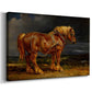 Canvas art print featuring a detailed horse portrait set in expansive countryside, displayed at an angle