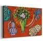 Canvas art print featuring a floral still life with magnolia blooms and decorative background, displayed at an angle