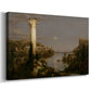 Canvas art print featuring an abandoned landscape with remnants of once-grand architecture, displayed at an angle