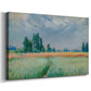 Canvas art print featuring an impressionist depiction of ripened grain field in countryside, displayed at an angle