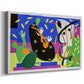 Canvas art print featuring a modernist collage combining figure and color blocks, displayed at an angle