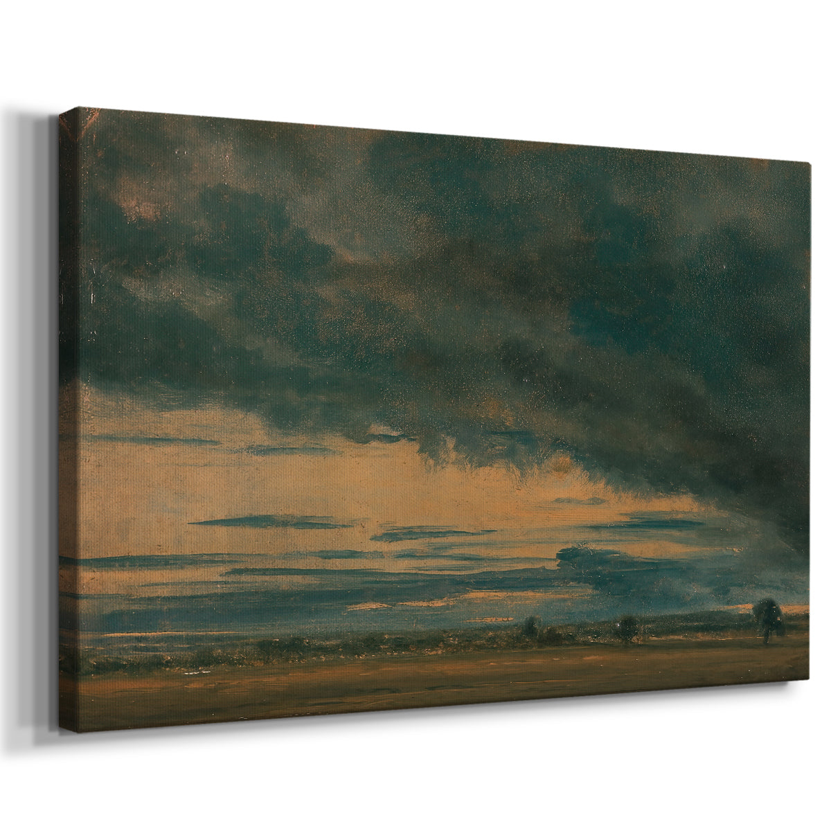 Canvas art print featuring an atmospheric cloud study emphasizing movement, displayed at an angle