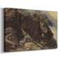 Canvas art print featuring a detailed study of rugged mountain landscape with sharp contours, displayed at an angle