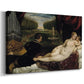 Canvas art print featuring a Renaissance figure group with nude woman, musician, and child Cupid, displayed at an angle