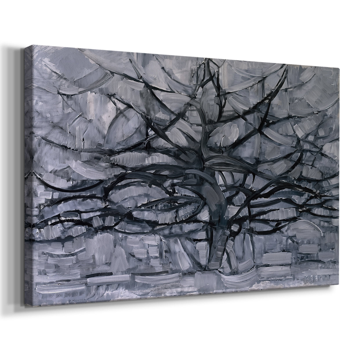 Canvas art print featuring an abstract tree study, displayed at an angle