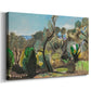 Canvas art print featuring a countryside view with vegetation and distant horizon, displayed at an angle