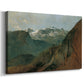 Canvas art print featuring an alpine scene with elevation, displayed at an angle