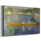 Canvas art print featuring an impressionist boating scene with people relaxing in a narrow skiff, displayed at an angle