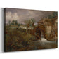 Canvas art print featuring a countryside scene with mill, displayed at an angle