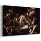 Canvas art print featuring a dramatic moment of martyrdom with figures reacting in panic, displayed at an angle
