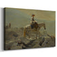 Canvas art print featuring a landscape scene with figure traveling along ridge, displayed at an angle