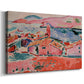 Canvas art print featuring an expressive view of Collioure with sea and clustered houses, displayed at an angle