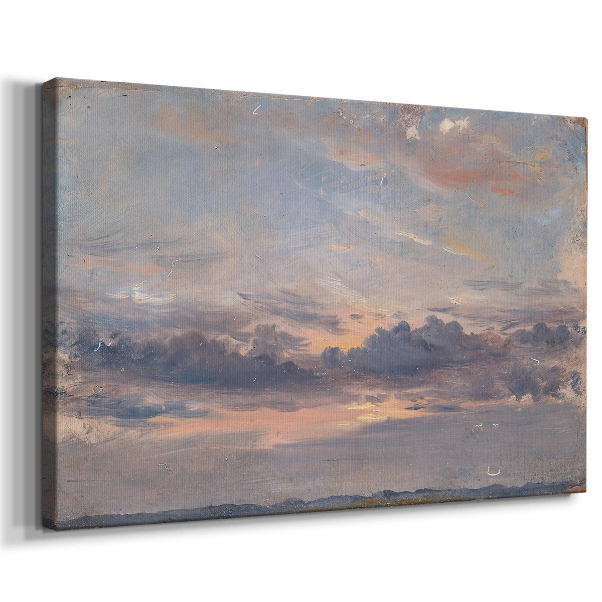 Canvas art print featuring an atmospheric study of clouds in evening light, displayed at an angle