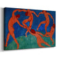 Canvas art print featuring an expressive scene of simplified figures dancing together, displayed at an angle