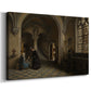 Canvas art print featuring an architectural scene with long perspective through interior space, displayed at an angle