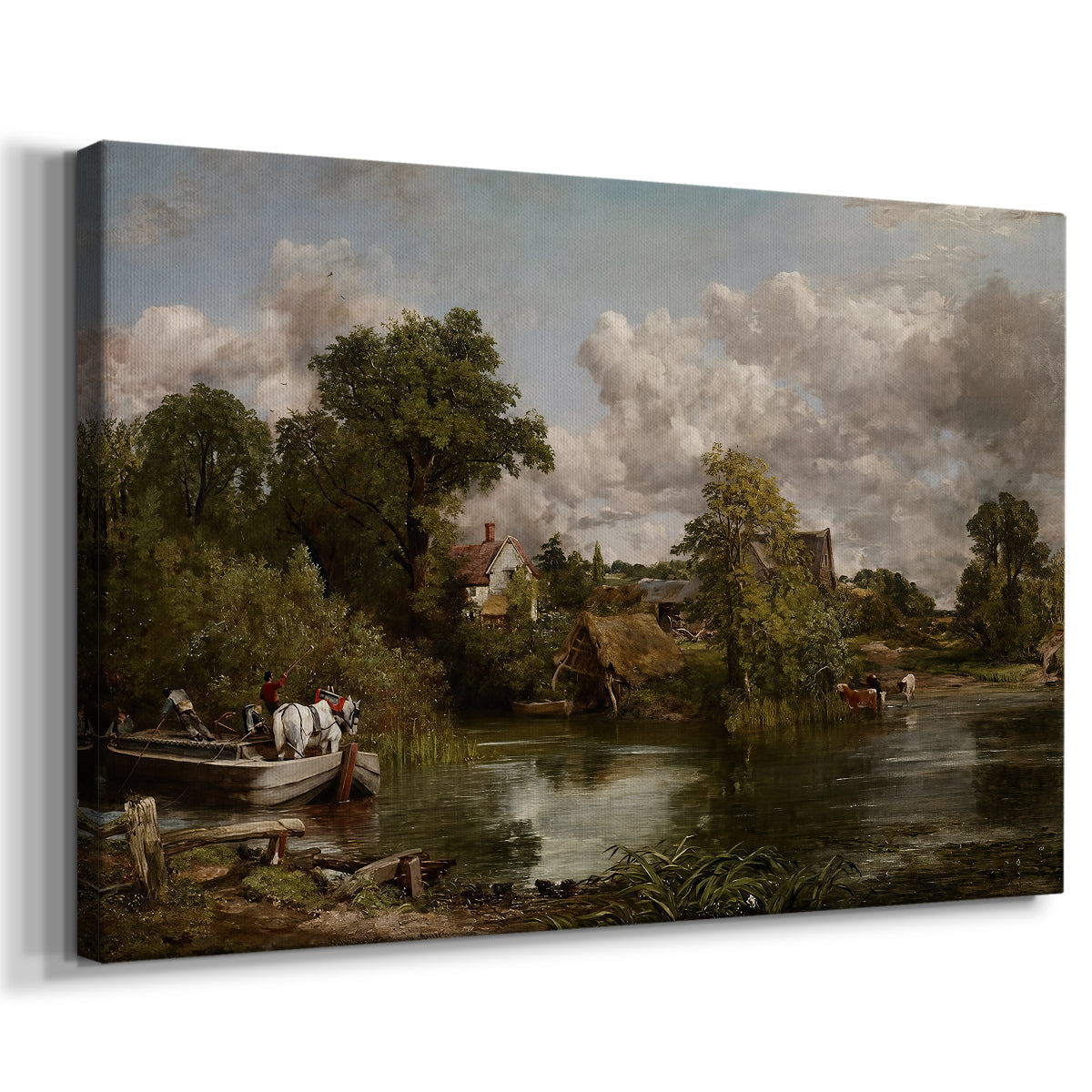 Canvas art print featuring a pastoral scene with horse and countryside, displayed at an angle