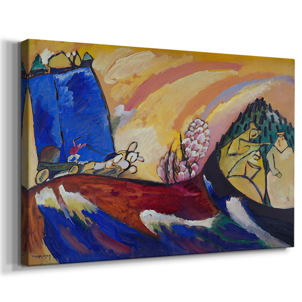 Canvas art print featuring an expressive composition referencing motion of a troika through fragmented forms, displayed at an angle