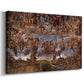 Canvas art print featuring a classical depiction of figures in motion, displayed at an angle