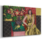 Canvas art print featuring an expressive portrait combining figure and floral still life, displayed at an angle