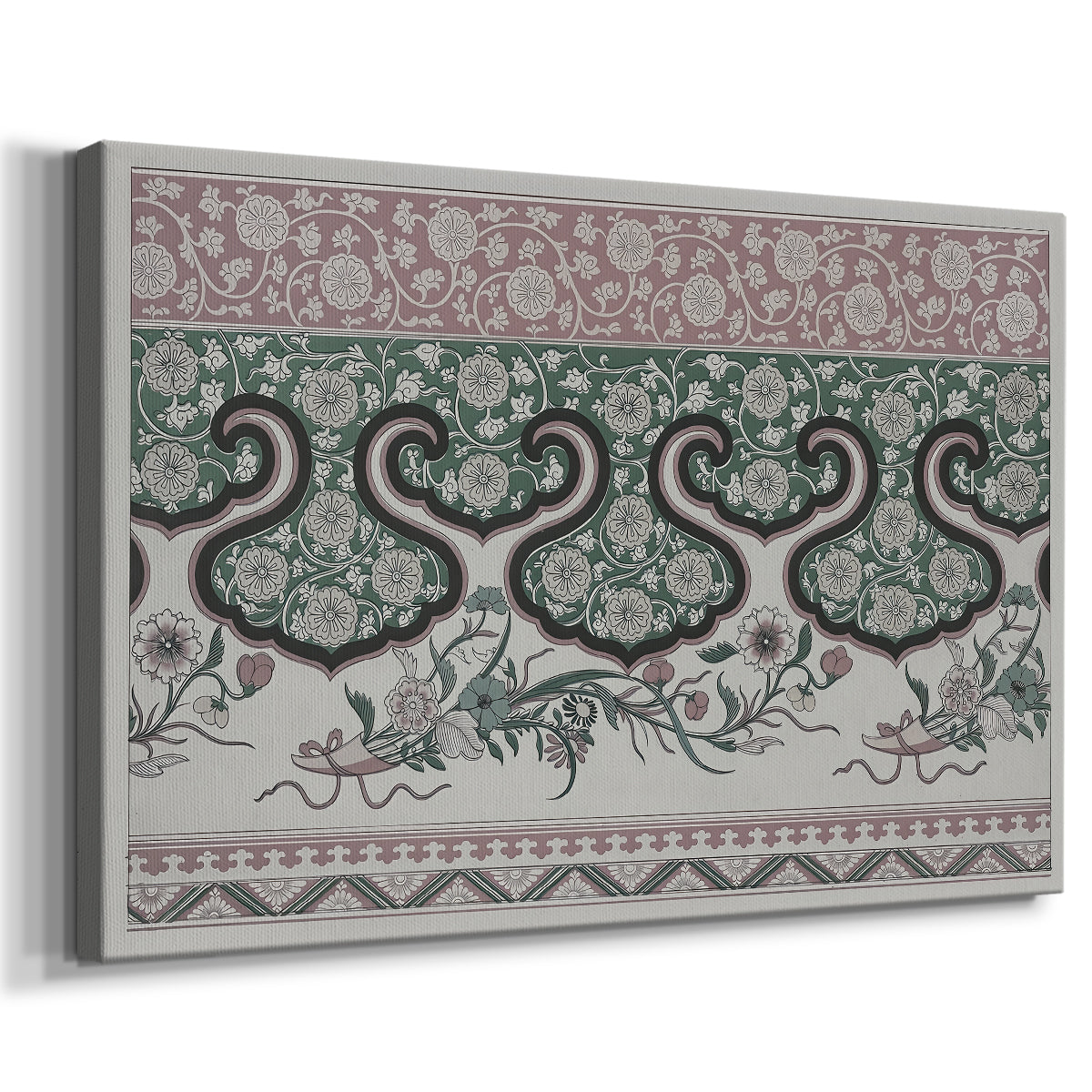 Canvas art print featuring an ornamental design with continuous flowing motif across surface, displayed at an angle