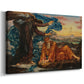 Canvas art print featuring an allegorical scene with woman resting amid flowing drapery and landscape, displayed at an angle