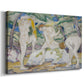 Canvas art print featuring an expressionist scene of female forms blending into natural surroundings, displayed at an angle