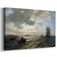 Canvas art print featuring a seaside scene with wind moving water and clouds, displayed at an angle