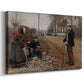Canvas art print featuring a countryside scene with figures standing beside path, displayed at an angle