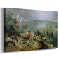 Canvas art print featuring a pastoral scene with subtle mythological event in background, displayed at an angle