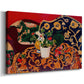 Canvas art print featuring an expressive tabletop arrangement with food and ceramics, displayed at an angle