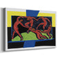 Canvas art print featuring an expressive scene of dancers forming ring with simplified forms, displayed at an angle
