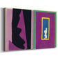 Canvas art print featuring a modernist artwork with layered geometric forms and bold colors, displayed at an angle