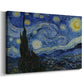 Canvas art print featuring an expressive nocturnal landscape with glowing celestial patterns, displayed at an angle