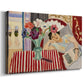 Canvas art print featuring a Fauvist portrait combining female figure and floral arrangement, displayed at an angle