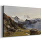 Canvas art print featuring a mountain summit seen from elevated viewpoint with surrounding landscape, displayed at an angle