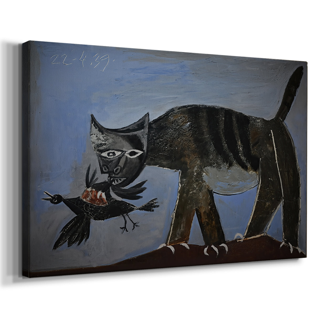 Canvas art print featuring a dynamic animal pursuit scene, displayed at an angle