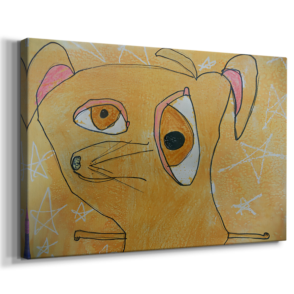 Canvas art print featuring a cubist animal with fragmented forms, displayed at an angle