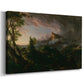 Canvas art print featuring an early civilization scene set within dense natural environment, displayed at an angle