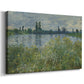 Canvas art print featuring an impressionist view of Seine with reflections and greenery, displayed at an angle