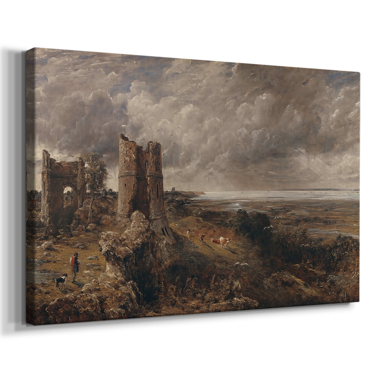 Canvas art print featuring an architectural ruin in natural terrain, displayed at an angle