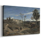 Canvas art print featuring an atmospheric view of Campagna with gentle light, displayed at an angle