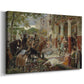 Canvas art print featuring a dramatic depiction of invasion with figures on horseback in motion, displayed at an angle